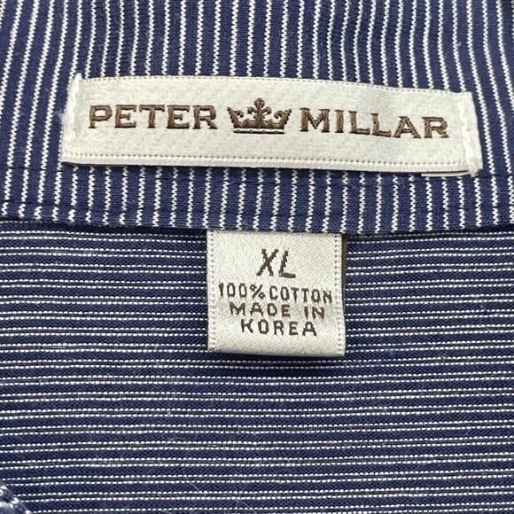 Peter Millar Shirt Mens Extra Large Blue Striped Polo Golf Crown Preppy Casual - Picture 3 of 9